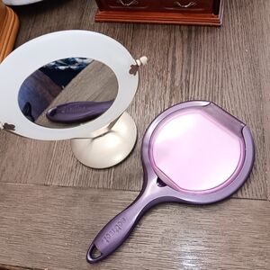 Purple Handheld Mirror And Standing Silver Mirror